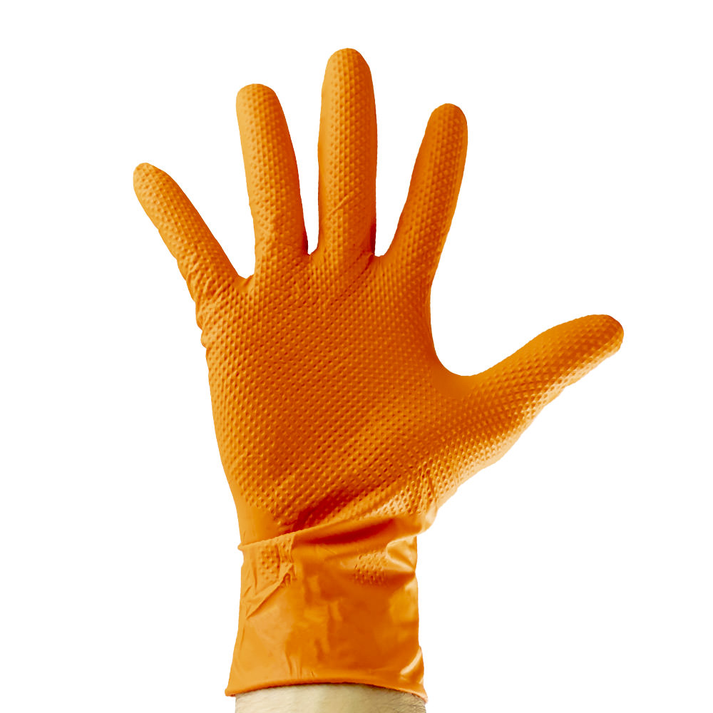 [53553] GANTS ORANGES EN NITRILE, ÉPAISSEUR DE 7,0 MIL, TAILLE : XL (90 GANTS) TEXTURE DIAMANT