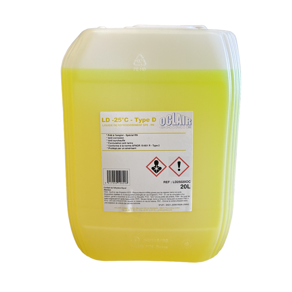 [ LD25020OC ] "Renault  -25°C Type D Norme AFNOR  15-601 Type 2 Jaune" 20L